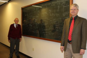 Professor Emeritus Ed Burdette was honored with commemorative chalkboard.