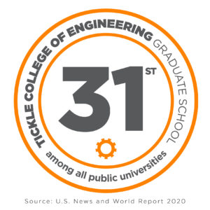 Tickle College of Engineering Graduate School is ranked 31st among public universities.