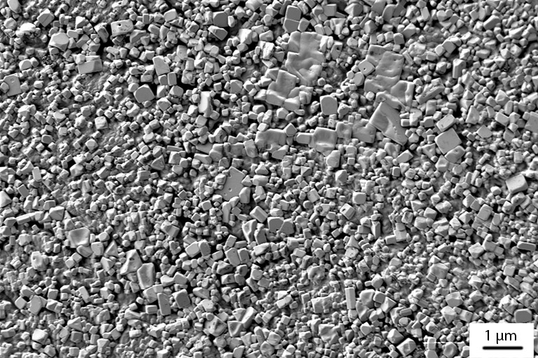 Microscopic image of rock salt crystals.