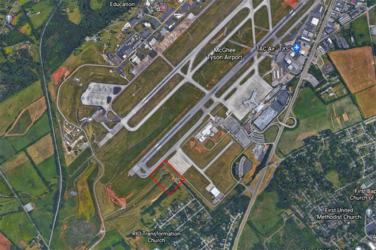 Map of area surrounding McGhee Tyson Airport.