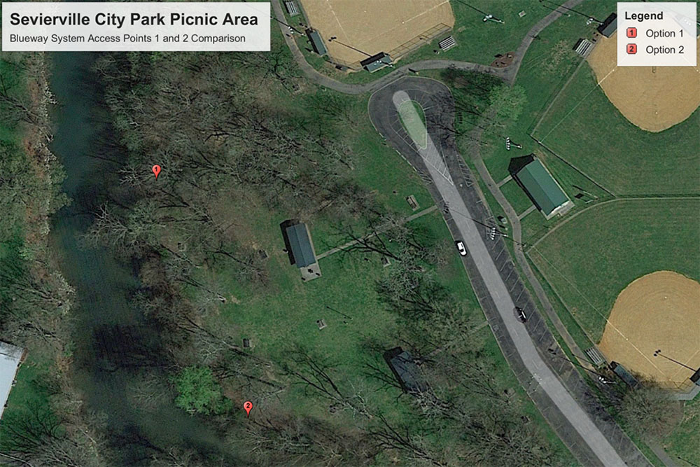 A Google Maps image of the City of Sevierville park.