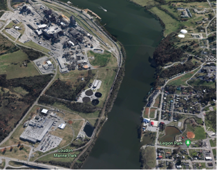 An aerial view of the City of Loudon Wastewater Treatment plant.