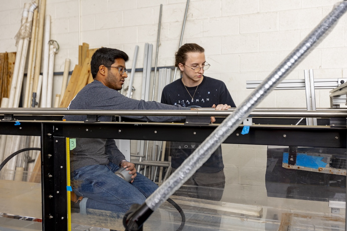 graduate students in the lab helping with computational fluid dynamic simulations