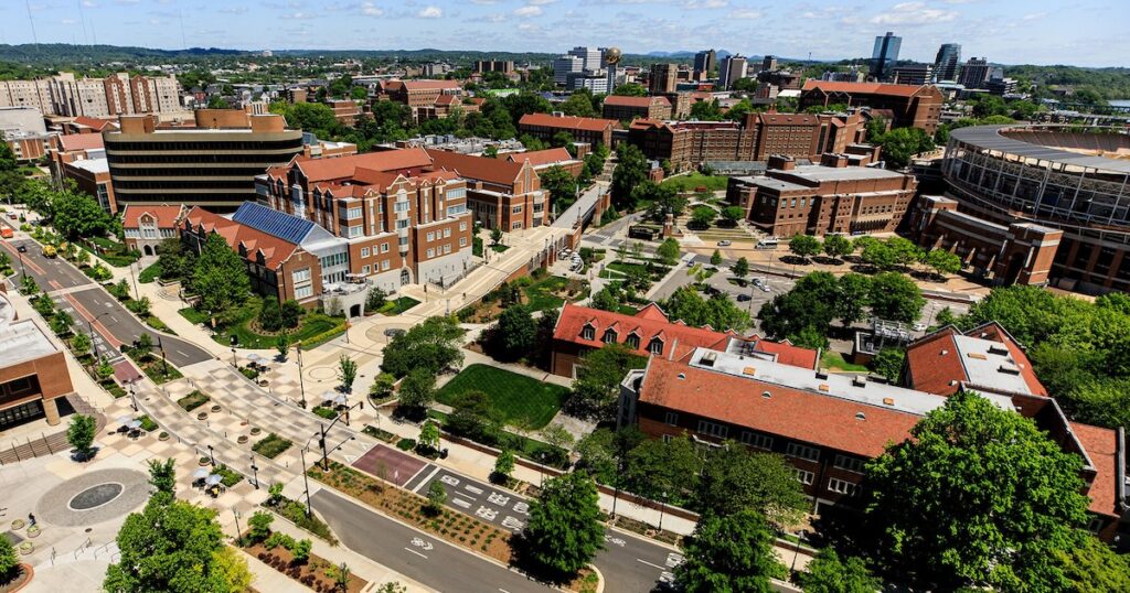 University of Tennessee campus from an aerial view