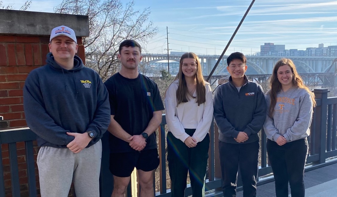 TDOT State Industrial Access Road Serving Eastman student team standing on the Tickle bridge