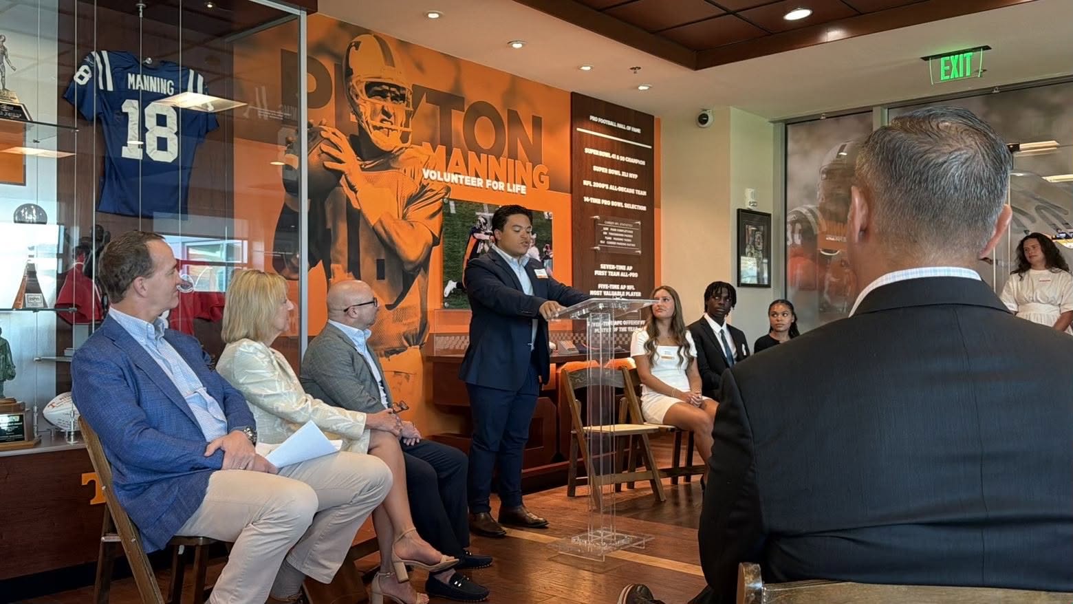 Hector Centeno-Lopez speaking at the scholarship ceremony